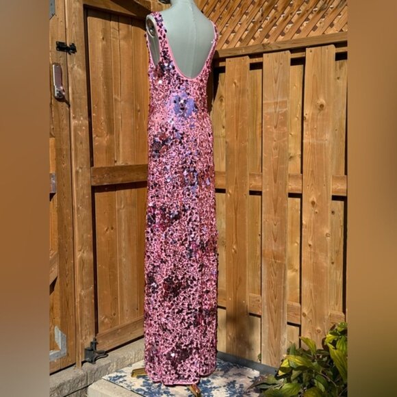 🆕 SIMKHAI 🧿 NWOT Bex Sequined Embellished Maxi Dress, Sorbet Pink - Sz US 8 - Picture 5 of 13